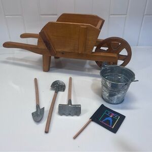 Doll Furniture For 18” Doll Like American Girl Wheelbarrow And Garden Tools